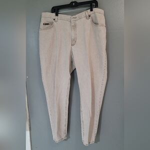 Vintage Lee Jeans High Waist Mom Loose Baggy Tapered 90s Beige Women Size‎ 20